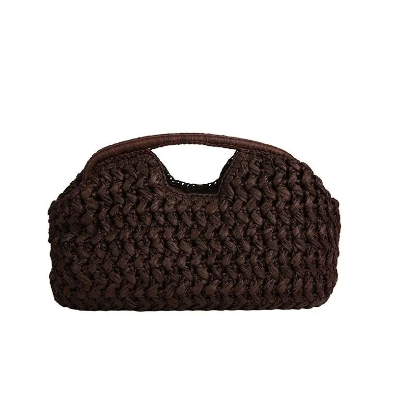 Bolso clutch tejido a mano en mezcla de paja de papel — bolso tejido a mano de WEFTAVA