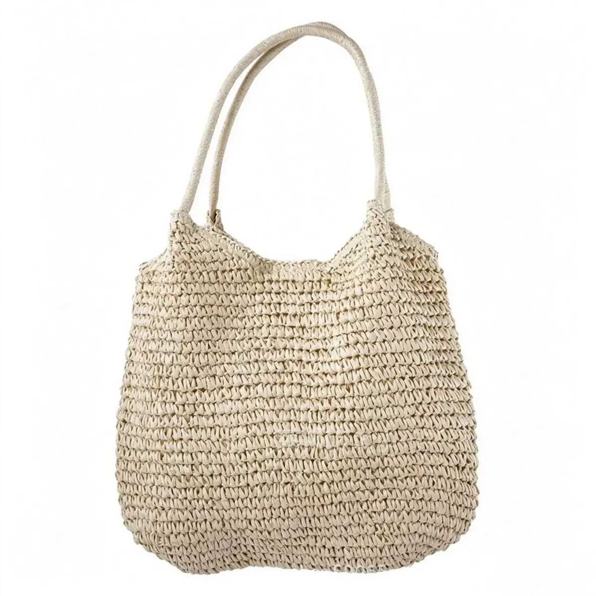 Bolso tote tejido a mano en mezcla de paja de papel, línea resort relajada — bolso tejido a mano de WEFTAVA