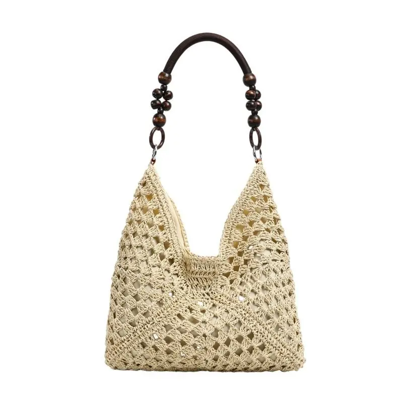Bolso de playa tejido a mano en mezcla de paja, línea resort relajada — bolso tejido a mano de WEFTAVA
