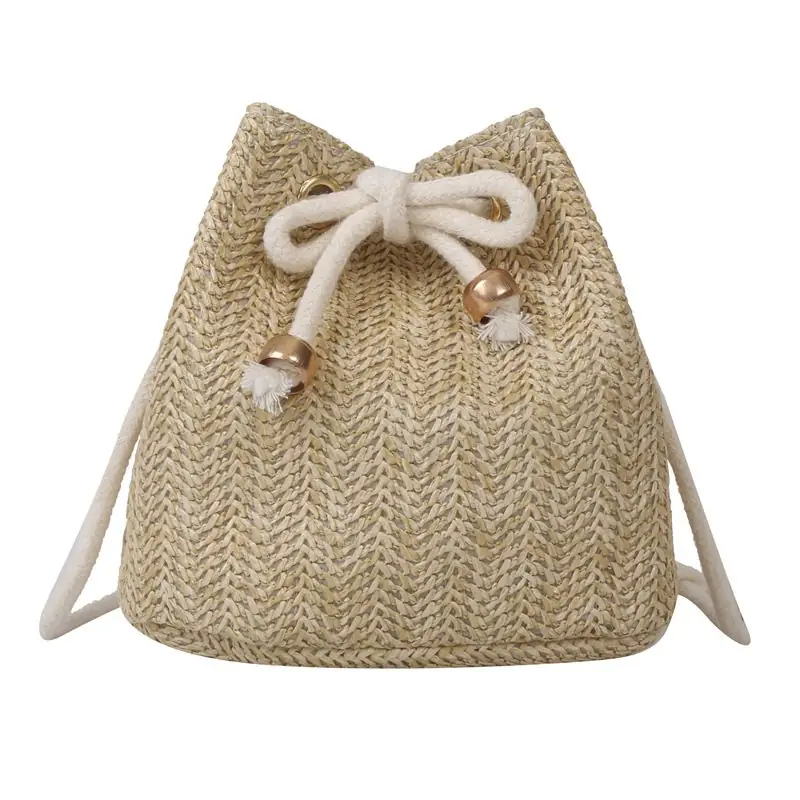 Bolso cubo tejido a mano en mezcla de paja, minimalista — bolso tejido a mano de WEFTAVA