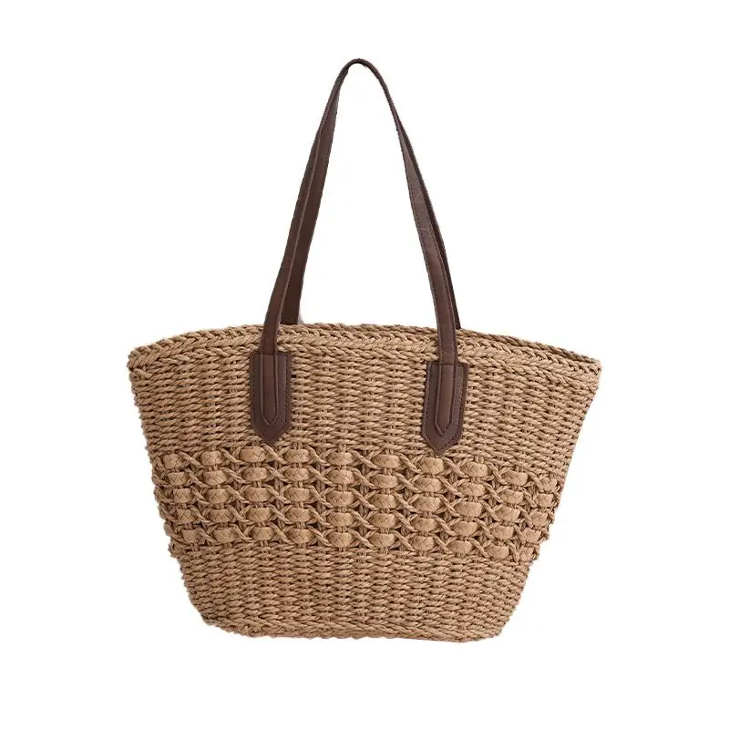Bolso cubo de paja tejido a mano — bolso tejido a mano de WEFTAVA