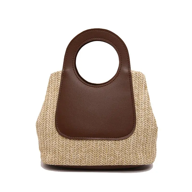 Bolso cubo tejido a mano en mezcla de paja, vintage — bolso tejido a mano de WEFTAVA