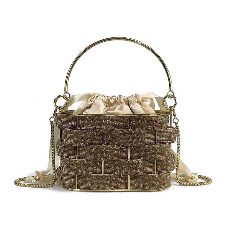 Bolso de cesta tejido con mezcla de poliéster
